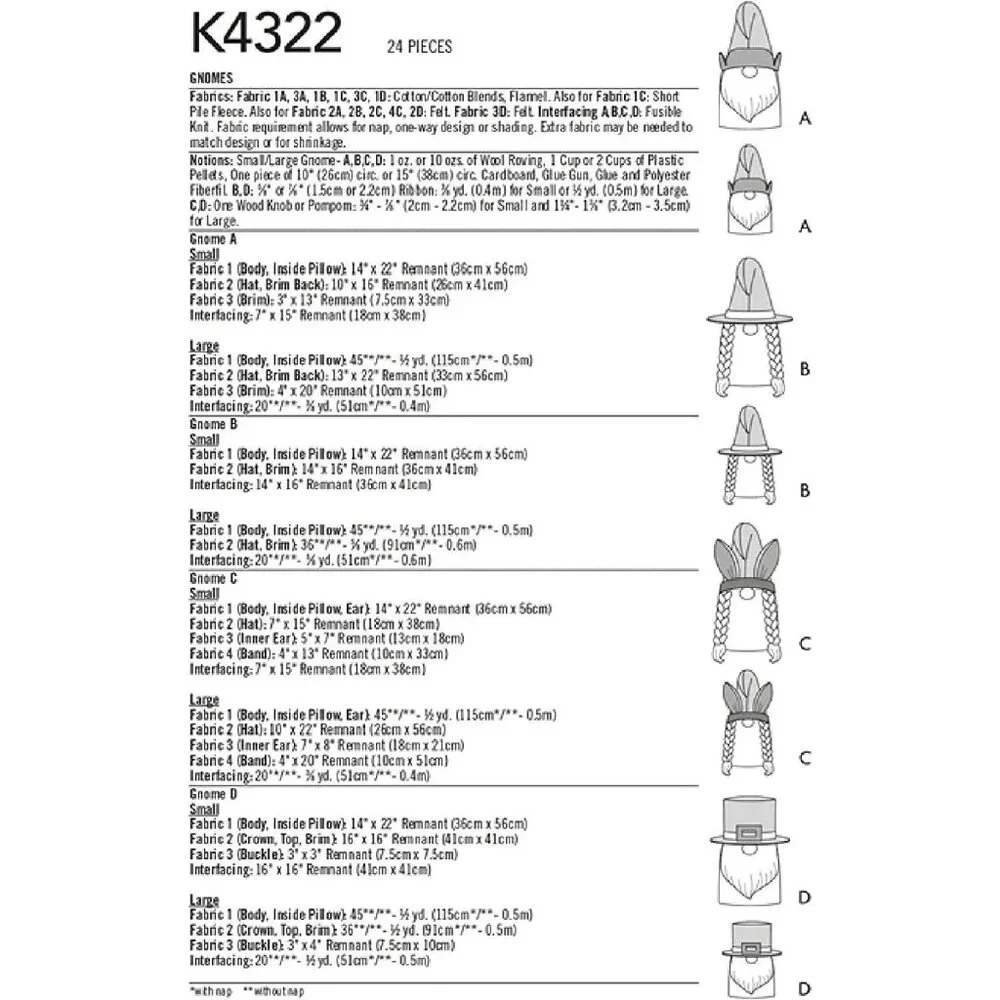 Kwik Sew Sewing Pattern 4322 Knomes Holiday‎ Themes